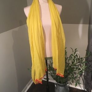 Lightweight Scarf with Pom Pom Detail